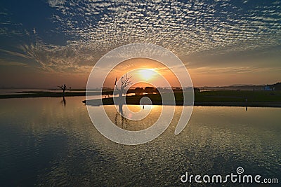 Sunset in Amarapura Stock Photo
